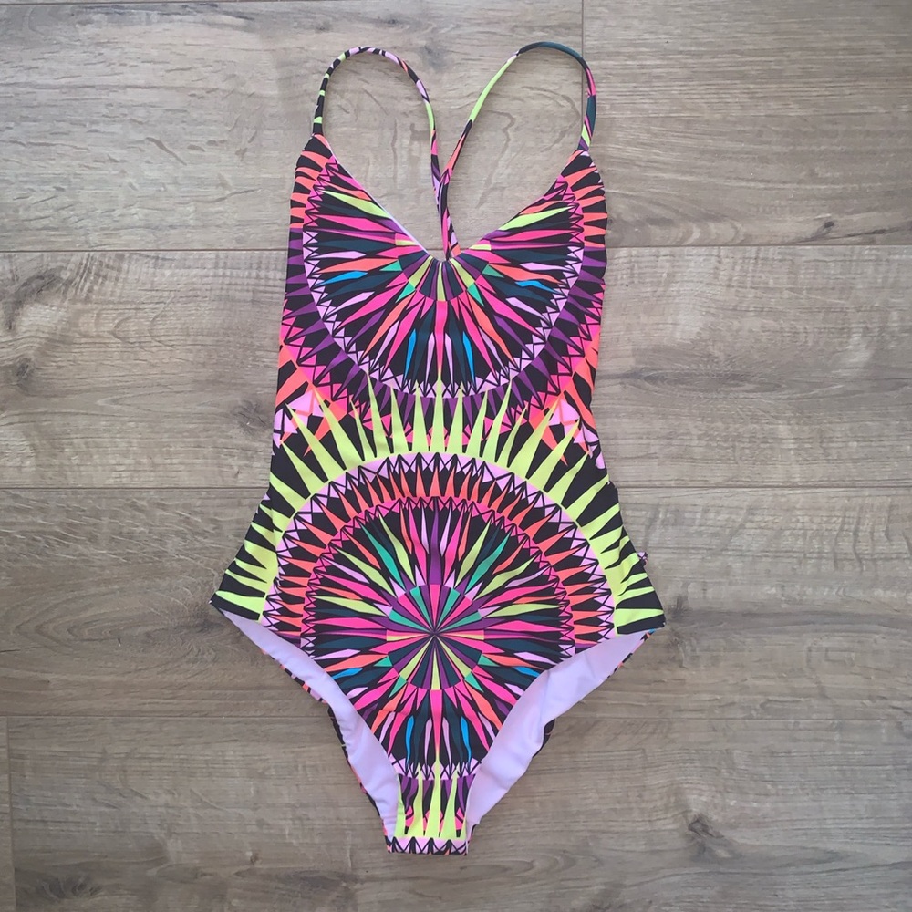 Mara Hoffman Neon Tribal One-Piece Swimsuit